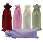 10Pcs Burlap Wine Gift Bags, Jute Wine Bottle Covers with Drawstrings, Champa...