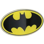 Batman Logo Car Decal DC Comics Domed Black Yellow Chrome Finish Automotive Sticker Emblem