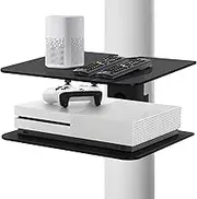 CondoMounts CLMDLSB1003 Pillar & Wall Floating Shelves for Soundbars, Gaming Consoles | No Drill Pillar & Wall Shelf | Holds 40lbs | Fits Pillars 8-in to 48-in Post | Fits No Stud Walls | Black Glass