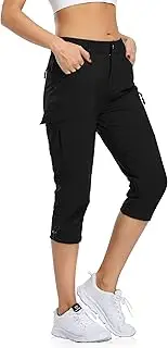 [Flewolch] Hiking Capri Cargo Pants with Pockets Lightweight Quick Dry Summer Travel for Women Casual Camping