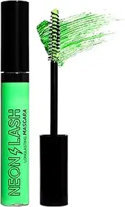 Neon UV Glow Mascara - Colorful, Waterproof, Neon Green, 4D Fiber Glitter, Thick & Long, Smudge Proof, No Clumping, Vegan, For Halloween & Christmas Cosplay Makeup