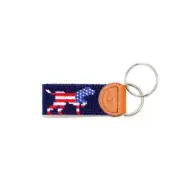Patriotic Dog Needlepoint Key Fob or Key Chain by Huck Venture - Hand-Stitched