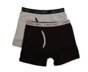 Calvin Klein Boys' Cotton Boxer Briefs 2pk, Black & Grey, S [6-7]