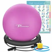 Exercise Ball Chair with Resistance Bands Workout Poster 16.5”x 65cm Purple