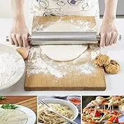 CTTPEG Stainless Steel Rolling Pin,Non Stick Pizza Dough Roller for Baking, Cookie, Chapati, Fondant, Dough, Pastry Pizza Pie Crust