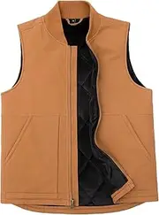 [ZENTHACE] Men's Arctic Quilted Lined Duck Vest Washed Full Zip Up Utility Rugged Canvas Work Vest Jacket