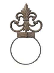 Mr Gecko Cast Iron Spire Towel Holder Hand Made Antique Rust