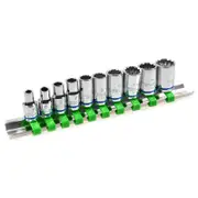 Trojan 10 Piece Socket Rail Set 1/4"