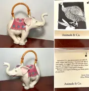 New w/ Tag! ANIMALS & CO Jenny Lind Collectible Porcelain Bamboo Elephant Teapot