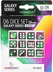 Gamegenic Galaxy Series Aurora D6 Dice Set, 16 mm Size (12 Pieces)