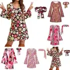 Back To the 70s 80s Retro Hippie Costume Set Disco Outfit Women Headband Dress♡
