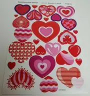 Vtg Scratch & Sniff Stickers T-83012 Kaleidoscope Cherry Hearts Red Valentines