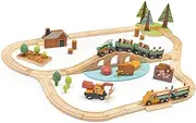 Tender Leaf Toys Large Wild Pines Train Set - Wooden Play Train Track Toy with Lots of Alpines Accessories for Children Age 3+