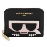 KARL LAGERFELD 老佛爺圖案PVC 風琴式卡夾包/黑