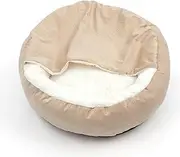 xinyee Small Dog Bed Calming Dog Beds & Cat Cave Bed with Hooded Cover Plush Fluffy Cat Beds for Indoor Round Beds for Small Medium Large Pets