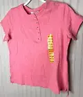 Nine West Womens SHIRT M Wild Rose Henley Cotton Button Classic Minimalist NEW