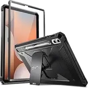 Fintie Shockproof Case for Samsung Galaxy Tab S10 Plus 2024/ S9 Plus/ S9 FE Plus 12.4 Inch 2023, Tuatara Rugged Unibody Hybrid Full Protective Bumper Kickstand Cover Built-in Screen Protector, Black