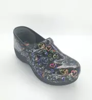 8703 Dansko Womens XP 2.0 Floating Hearts Patent Clog Size 41 EU 10.5-11US