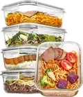 5 Pack 35oz Glass Food Storage Containers Lid,Meal Prep Containers Safe for oven