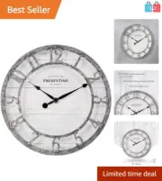 Elegant 10" Quartz Wall Clock with Shiplap Design and Raised Arabic Numerals