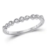 14k White Gold Round Diamond Stackable Band Ring 1/20 Cttw