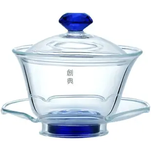 創典玻璃蓋碗加厚三才蓋碗家用大號耐熱玻璃玻璃泡茶碗透明蓋碗