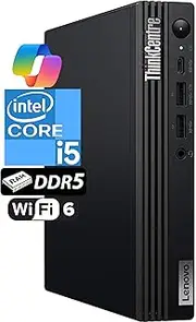 Lenovo ThinkCentre Tiny M70q Gen 5 Intel 14-Core i5-14500T (Beat i7-13700T), 16GB DDR5 RAM, 256GB NVMe, WiFi 6E, Bluetooth, RJ-45, DP Port, HDMI, W11P, Business Desktop