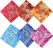 [Haakong] 6 Pcs 22 x 22 Inch Bandanas Cowboy Headwraps Scarfs for Hair Head Bandana for Women Men, Red