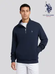 U.S. Polo Assn. Blue Mens Double Horsemen Vertical Texture Funnel 100% Cotton Top (F61760) | $185