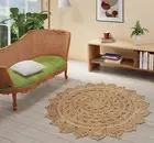 GRUHUM Handwoven Jute Area Rug-6 feet Round-Natural Fiber Boho Soft Braided R...