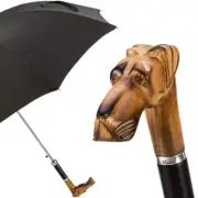 Wooden Hand Carved Great Dane Umbrella