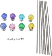 8PCS Beaded Garden Stakes, DIY Fairy Wand Beaded Garden Stakes Wands Kit with Crystal Stopper Top Garden Stake Crafts for Outdoor Decoration