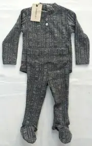 Fragile Baby Boy/Girl Gray Sparkle Footed Pant & Top 2 Pc Gift Set Sz 6 Mo. New!
