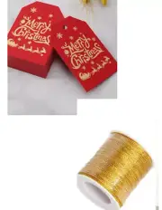 red or white Christmas Gold Foil Gift Tags 100 PCS PaperTags w/gold string