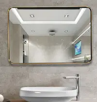在飛比找松果購物優惠-訂製 80*120cm 浴室鏡 壁掛鏡 北歐不銹鋼浴室鏡子洗