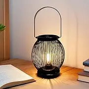 Cordless Table Lamp Hanging Light Table Decor Decorative Lantern Patio Lighting for Garden Ambiance Outdoor Entertaining Battery Powered Black