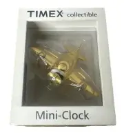 Timex Quartz Collectable Mini Gold Propeller Airplane Analog Desk Top Clock NEW
