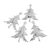 CraftbuddyUS 10pcx 3in Decorative Metal Filigree XmasTree w/Star StickOn Toppers