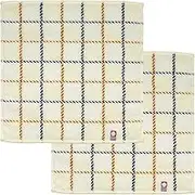 Nishio IBT-504-10-2P Imabari Towel Certified Hand Towel, Men's, Set of 2, Made in Japan, 100% Cotton, 9.8 inches (25 cm), Double-Sided Pile, Water Absorbent, Checkered Pattern, Gentleman's Imabari