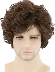 Topcosplay Light Brown Wig Short Curly Wig Men's Natural Wig Layered for Halloween Cosplay Carnival Daily Wear