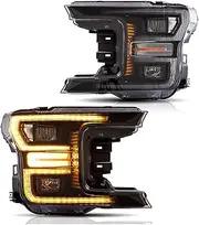 Car LED Head Lamps Compatible With F150 2017-2022 Headlights Assembly Diamond DRL Turn Signal Modification Lens Full LED Head Light