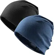 [Trodalo] 2 Pack Cooling Skull Caps for Men Women - Sweat Wicking Stretchy Cycling Caps, Sports Running Hats, Helmet Liner