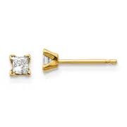14k AA Quality Complete Princess cut Diamond Stud Ear