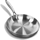 Stainless Steel Frying Pan, Tri-Ply Stainless Clad Skillets, Professional 24 cm