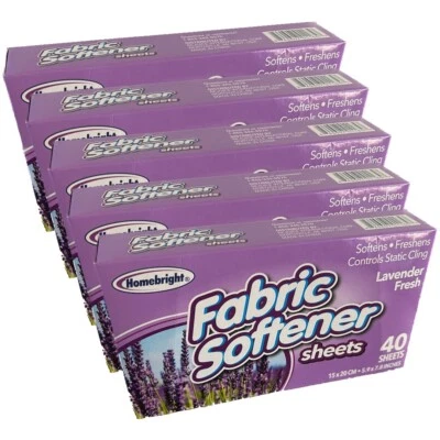 Fabric Softener Tumble Dryer Sheets x 200 Anti Static Lavender Fresh 5 x 40 Pack
