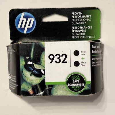 2PK Genuine HP 932 Black Ink Cartridges Retail Box L0S27AN Expired January 2019