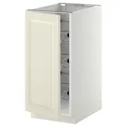 METOD base cabinet with wire baskets, white/Bodbyn off-white, 40x60x80 cm