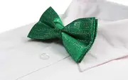 Mens Green Sparkly Glitter Patterned Bow Tie