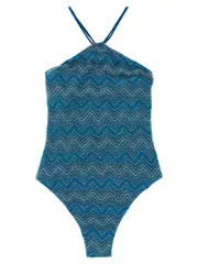 [Missoni] Missoni-Zig Zag Lamé One-Piece Swimsuit Beachwear Blu-Donna 40IT