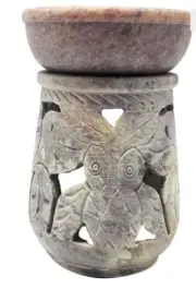 Owl 11cms Soapstone Oil Burner Brand New With 2 Fragranced Melt Pots